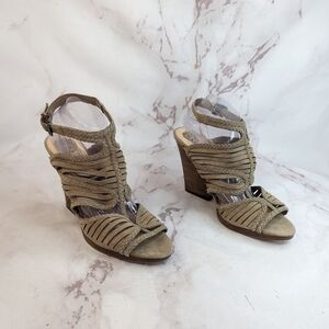 Vince Camuto Bootie Womens 12 42 Ankle Cage Strappy Jamil Braided Suede Shoes